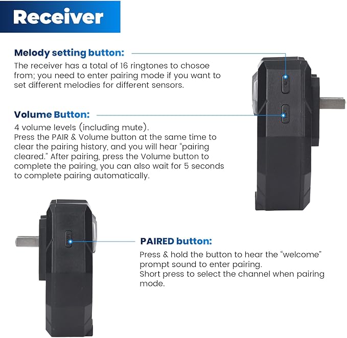 Solar Driveway Alarm Wireless Outside Weatherproof 1/2 Mile Long Range, Outdoor Motion Sensor Detector Alarm Driveway Alert System with Rechargeable Battery/Expandable (1 Sensor &1 Receiver Set)