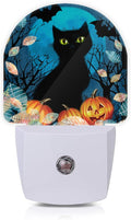 Axxitude Halloween Black Cat Bat Pumpkins Night Lights Plug into Wall for Girls Boys Room,Night Light LED Lamp Dusk to Dawn Sensor Round Lamp for Bedroom Bathroom Hallway Home Wall Decor Nightlight