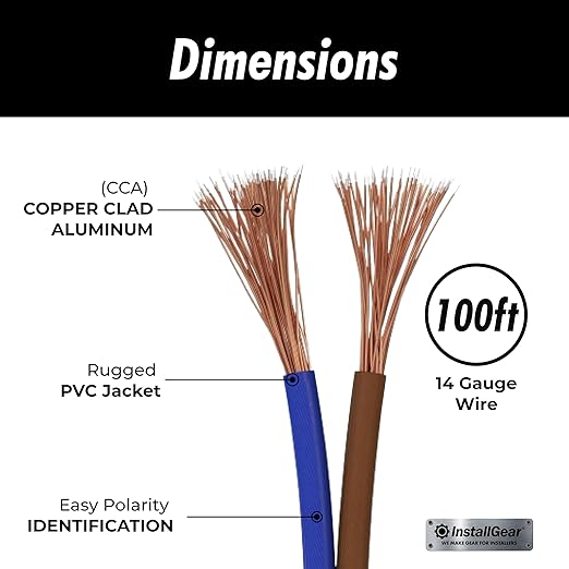 InstallGear 14 Gauge Speaker Wire 100 ft Cable, 14 AWG Speaker Wire Cable, True Spec Soft Touch Cables | Great use for Car Audio, Stereos, Home Theater Speakers, Surround Sound