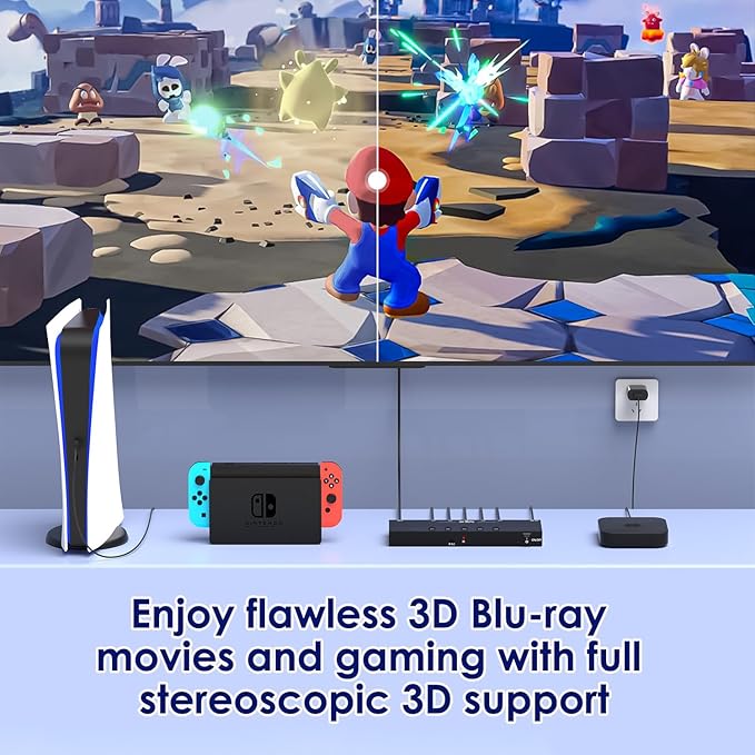 8K@60Hz HDMI 2.1 Switch 5 in 1 Out, 48Gbps Ultra HD 4K 120Hz, HDR10/Dolby Vision, 3D, Supports DTS-HD, Dolby TrueHD Compatible with PS5/4 Xbox Nintendo Switch Roku Apple TV Fire Stick Gaming PC