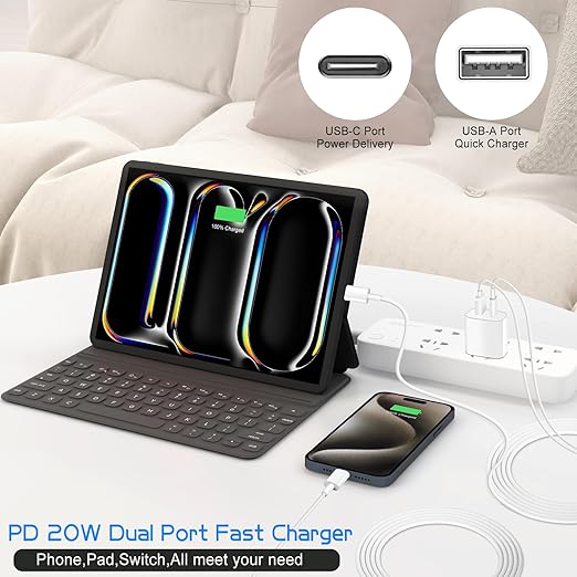 Dual Port A/C Charger for iPhone 17 16 15,Double USB A/C Charger Fast Charging Block,2Pack Quick USB C Chargers Fasr Charging 6FT Type C Cable for iPhone 17/17 Pro Max/17 Air/16 Pro/16e/15 Plus/15 Pro