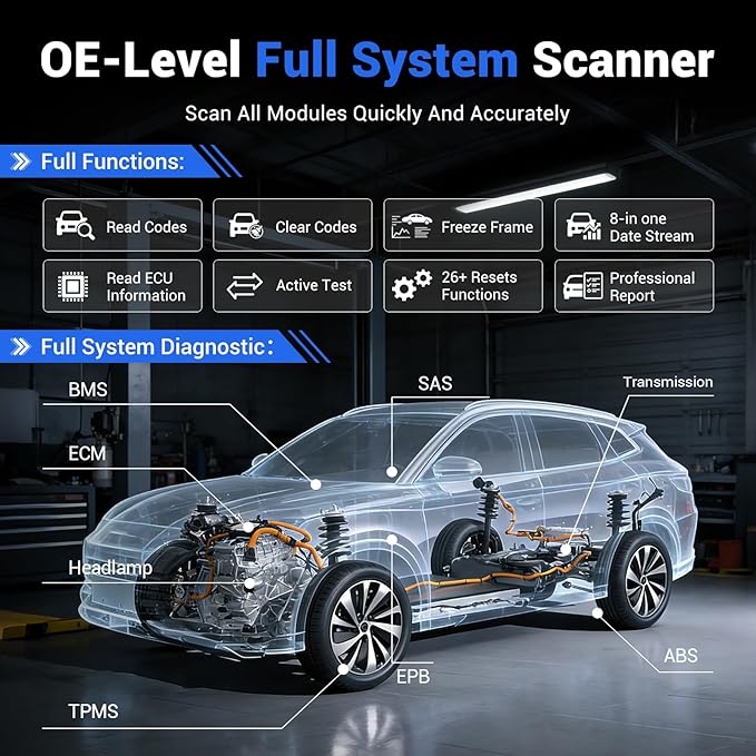 VDIAGTOOL D200 OBD2 Scanner Bluetooth, 2026 Bidirectional Scan Tool with Free Updates, 26 Resets (Upgradeable to 49+), Full System Car Scanner Diagnostic Tool, Throttle Relearn, FCA AutoAuth & CAN-FD