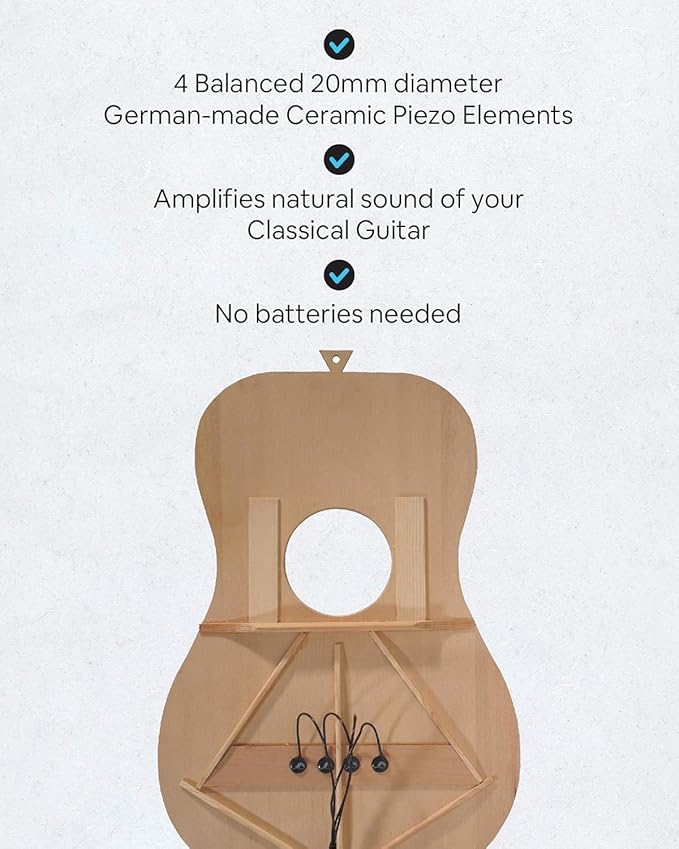 Journey Instruments Passive Piezo Acoustic Pickup – EP004K Four Balanced German-Made Passive Piezo Pickup Elements – Piezo Pickup for Classical Guitars