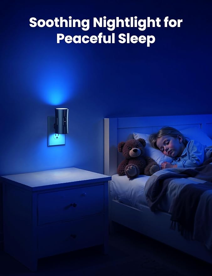 Sujeet LED Night Lights Plug into Wall, Bright Night Light, Dusk to Dawn Sensor, Blue Night Light, 0-100LM Adjustable Brightness, Dimmable Nightlights for Hallway, Bathroom Bedroom Kitchen, 2 Pack