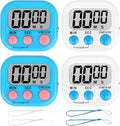 ZILLEEN Classroom Timer for Kids Teachers 4 Pack Digital Timers, Blue & White