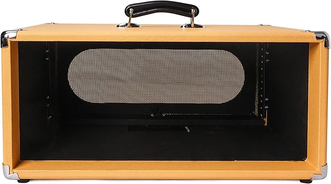 Sound Town Vintage 4U Amp Rack Case, 12.5" Depth with Rubber Feet, Dust Cover, Kickstand, Orange (STVRC-4OR)