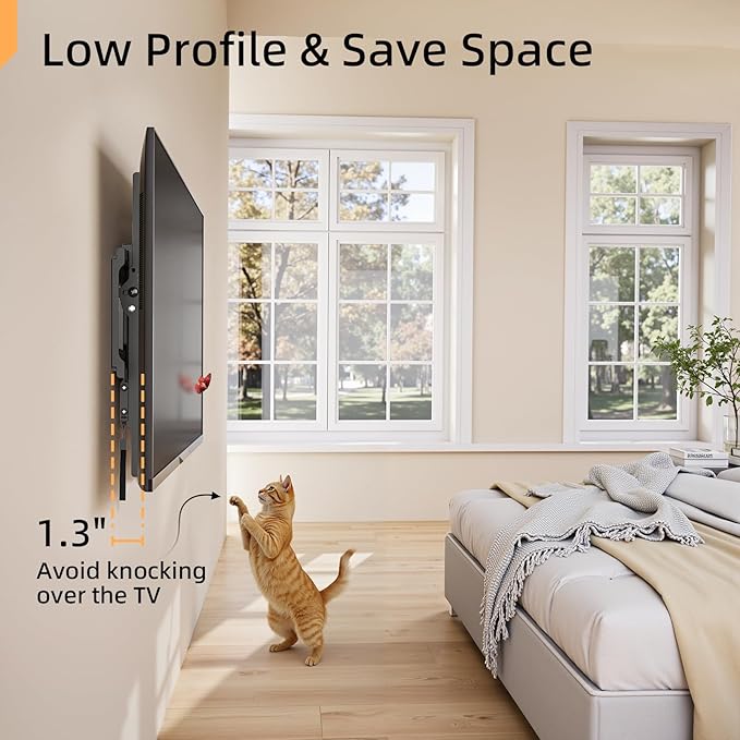 IWORKBOARD 55 65 75 85 inch Tilting TV Wall Mount for 32-90 '' TVs, Low Profile TV Mount Bracket, Safe Lock & Quick Release, Max VESA 600x400mm, 24 inch Studs,132 lbs, Fit Most 55+ 75+ 85+ 86 TVs