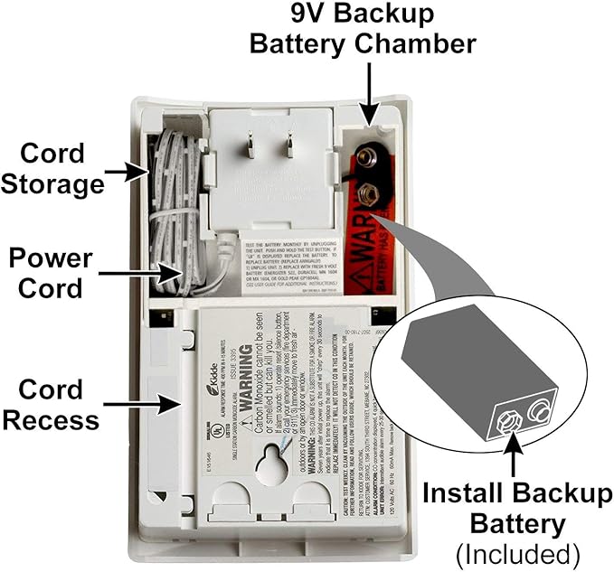 Kidde Carbon Monoxide Detector, Plug In Wall with 9-Volt Battery Backup, Digital LED Display