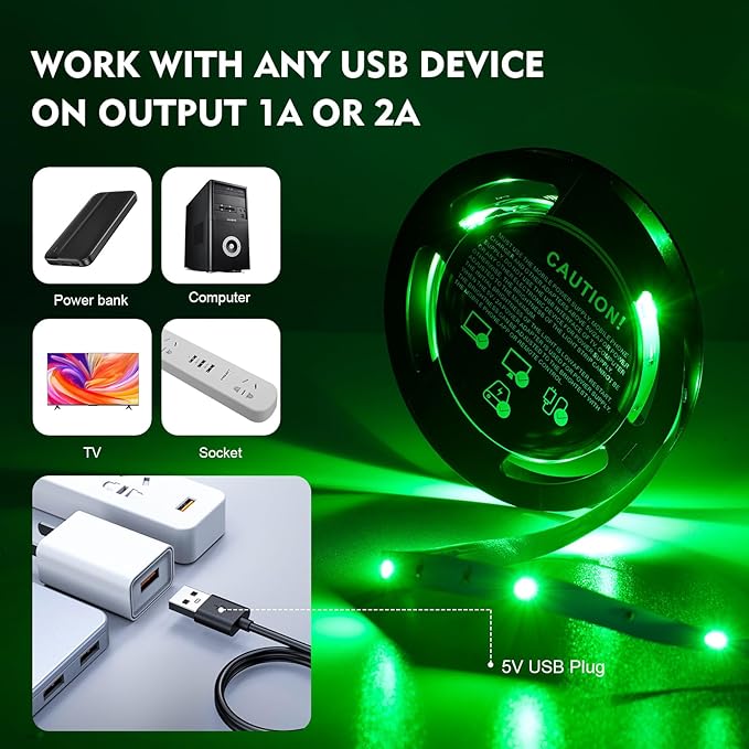 Timelux TV LED Backlights, 10ft LED Strip Lights Behind TV USB Operated Color Changing for 46-65 Inch TV RGB 5050 LED Tape Lights with IR Remote Controller and Dimmable
