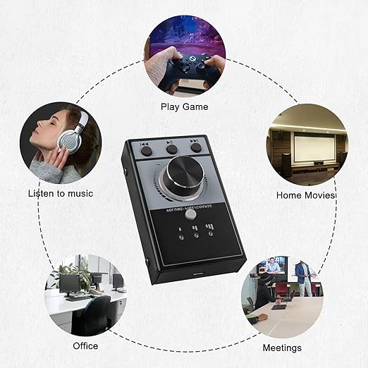 XMSJSIY USB Volume Knob Controller Multimedia Computer Sound Controller with Play/Pause/Back/Forward Function,One-Click Mute for Phone PC Speaker Audio Adjustment