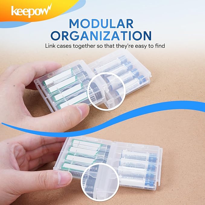 KEEPOW 9 Pcs AA/AAA Battery Storage Case Holder Box, Clear Color