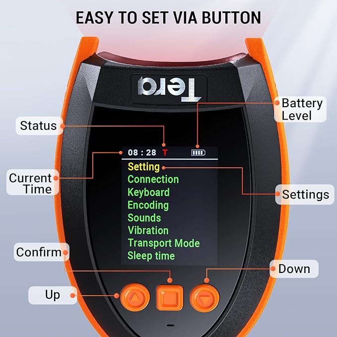 Tera Barcode Scanner Wireless 2D with Stand: Pro Version Digital Setting Screen Keypad Works with Bluetooth 2.4G Wireless USB Wired Extra Fast Scanning Speed Handheld Bar Code Reader HW0009-Z