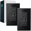 EverElectrix 2-Pack 4.8A Black Wall Outlet With USB Ports - 15Amp Duplex Tamper Resistant Charger, UL Listed, Electrical Receptacle With Dual USB