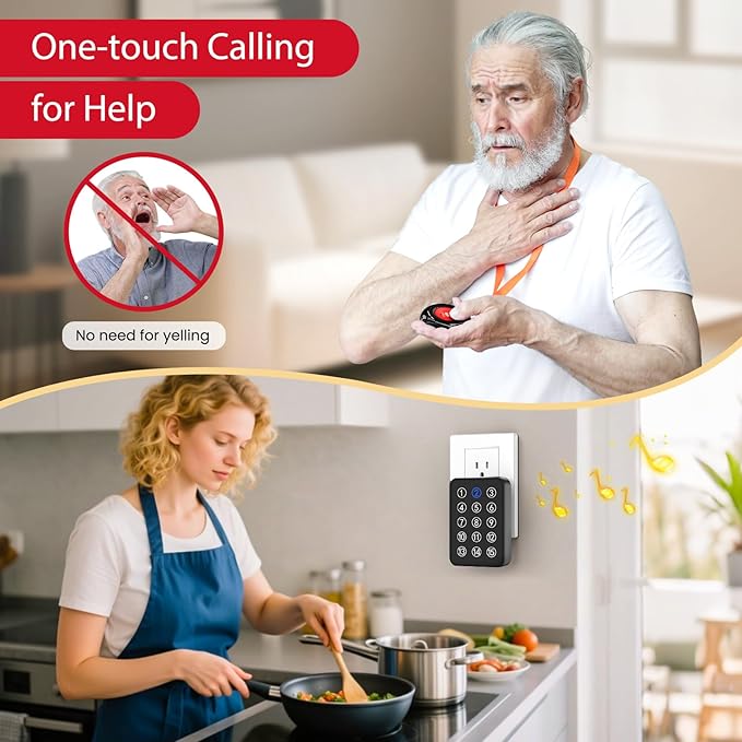 CallToU Wireless Caregiver Pager Nurse Call Button for Elderly LED Call Light Nurse Alert System Call Bell for Patients at Home Clinic/Medical Institution/Nursing Home (15 Call Button + 2 Receiver)