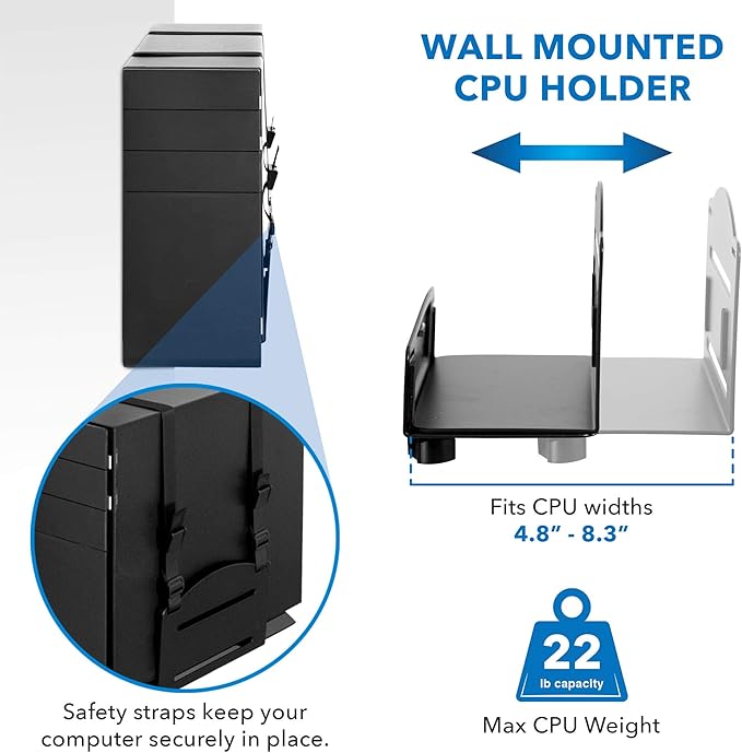 Mount-It! Wall Mount Workstation with Dual Monitor Mount, Keyboard Tray and CPU Holder, Height Adjustable Full Motion Arms, Fits Two 32 Inch Computer Screens