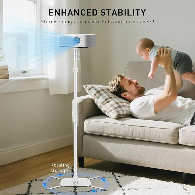 Projector Mount,Height Adjustable 19.5" to 47.5",Space-Saving,Heavy-Duty Floor & Table Projector Stand with 11lbs Capacity for Home Theater & Business Presentation Compatible with Epson, XGIMI, Nebula