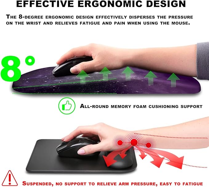 KUOSGM Mouse Pad Wrist Support, Ergonomic Mouse Pad with Massage Dot, Comfortable Computer Mouse Pad for Laptop, Wrist Rest Pain Relief Mousepad with Non-Slip PU Base for Office & Home, 12 x 8 in