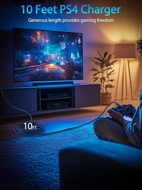 10ft PS4 Controller Charging Cable Compatible with Xbox One Controller,PS4 Charger Cord for Playstation-4,PS 4 Slim Pro,Dualshock 4,Fire Stick,Game Accessories Micro-USB Data Cord for Xbox One S,X