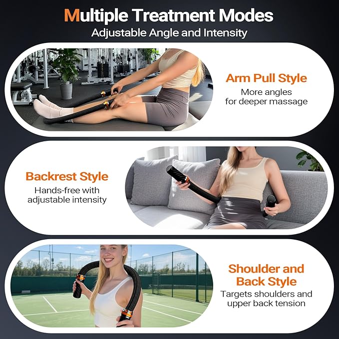 HYAKO S1 3D Flexible Pro Back Massage Rope - Handheld Vibration Therapy Massager & Hands-Free for Lower Back Pain Relief, 3000-7000 RPM Deep Tissue Muscle Massage Gun,Ideal for Athletes,Gym & Home Use