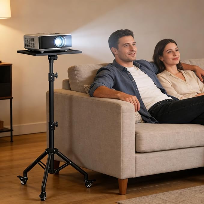 Facilife Projector Stand Tripod on Wheels, Adjustable Height 29-44 Inches, Laptop Tripod Stand Rolling, Heavy Duty Projector Tripod Metal Construction, Multifunctional for Office & Home (29-44 Inches)