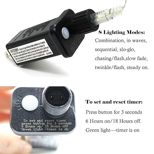 2 Pcs 8 Mode Light LED Transformer 12V LED Controller Class 2 Power Supply,Transformer US Plug Adapter Replacement for String Light, not Fit 8 Mode with Control Box and 1 Mode String Light
