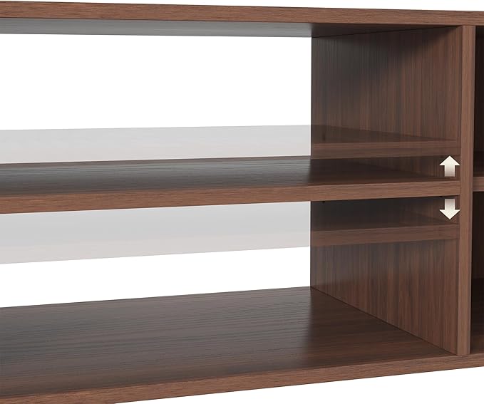 ZOSQUARE 65 Inch TV Stand for Up to 75 inch TVs, Fluted Entertainment Center with Adjustable Shelve, Curved Round Corner TV Console Table with Storage Cabinet for Living Room, Bed Room (Walnut Color)