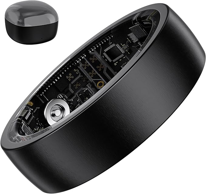 S SECRETTOP Activity Tracker Ring for Men Women, Smart Ring with Sleep Heart Rate, Health Tracker,IP68 Waterproof, Compatible with iOS and Android (Black 14)