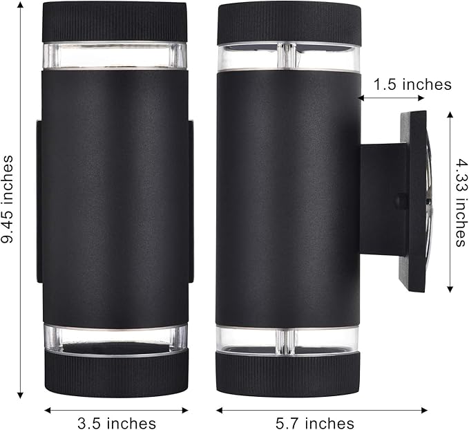 rosykite Outdoor Wall Sconce Lights,Dusk to Dawn Outdoor Exterior Lighting - ETL Listed,Modern Outside Patio Light Fixture Wall Mount Design - Up Down Light Fixture White 6000k for Front Door, Porch