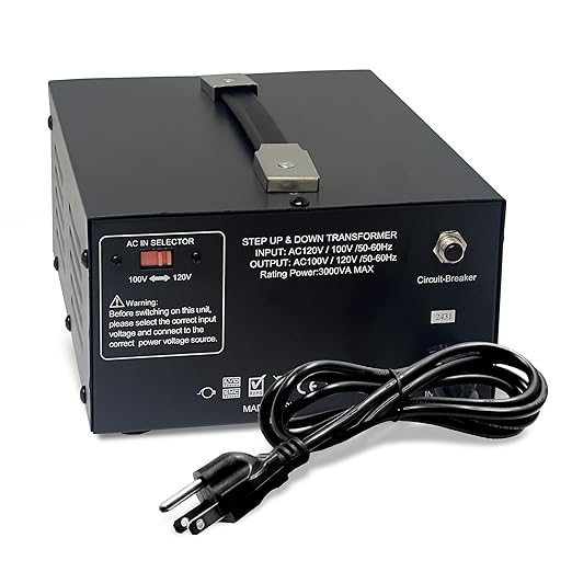 LiteFuze 3000 Watt Japan Voltage Converter Transformer Step Up/Down - 100v to 120v / 120v to 100v Japanese Power Converter - Fully Grounded Cord CE Certified