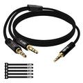Kxable 1/8 Inch TRS Stereo Y Splitter Cable 10FT, 3.5mm Male to 2-Male Y-Splitter Stereo Audio Cable, for Cell Phone PC Laptop, Speaker, Headphones, Suitable for Switching or Two Sets of Speakers