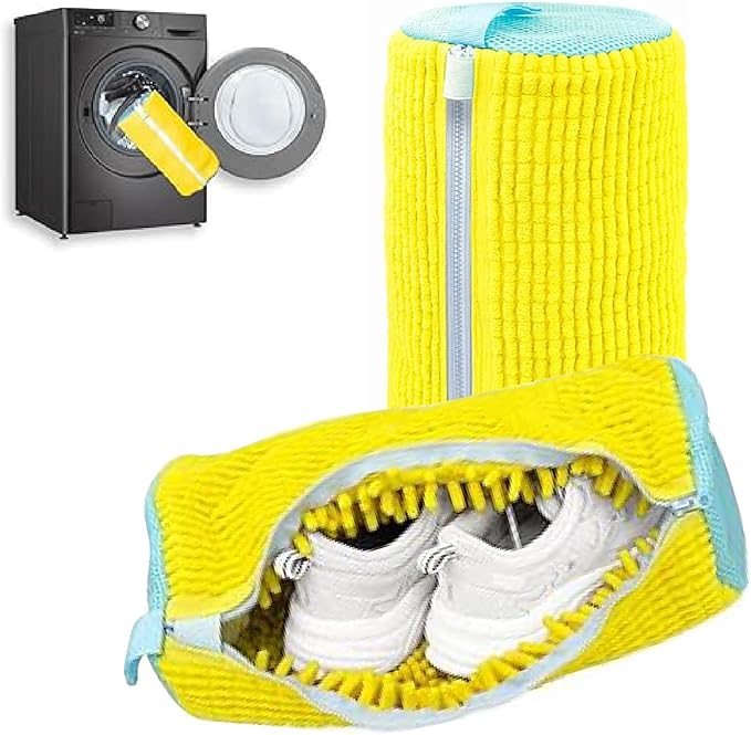 Shoe washing machine bag,2Pack Shoes washing bags,Reusable Slaundry shoes bags for washer and dryer,Laundry bags for shoes for Sturdy Zipper with Hook Design(Yellow)