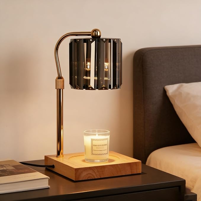 Candle Warmer Lamp with Timer & Dimmer – Artistic Glass Shade Desk Lamp for Bedroom, Home Decor, Gift for Mom or Women, Housewarming Present – Wax Melt Warmer for Jar Candles