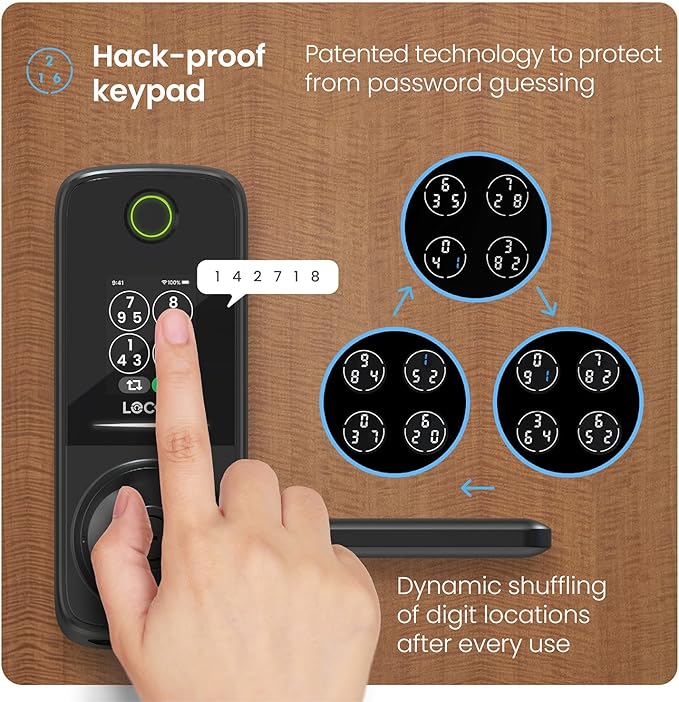 Lockly Smart Lock Secure Pro (2026 Latest Version),Fingerprint Door Lock, Keyless Entry, Built-in Wi-Fi Latch, PIN Genie Keypad (Black)