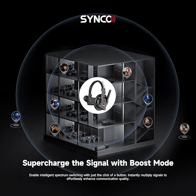 SYNCO XTALK XPro2 Wireless Intercom Headset System, 2.4 GHz 1640FT/500M Full Duplex for 2 Persons Communication with Noise Cancellation for Live Show Stage Performance Movie Shoot
