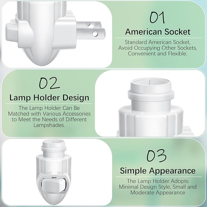 Tuanse 30 Sets Plug in Night Light Module Night Light Base with Shade Mounting Clip Plastic Lights Rotating Base for Making Your Own Decorative (White)