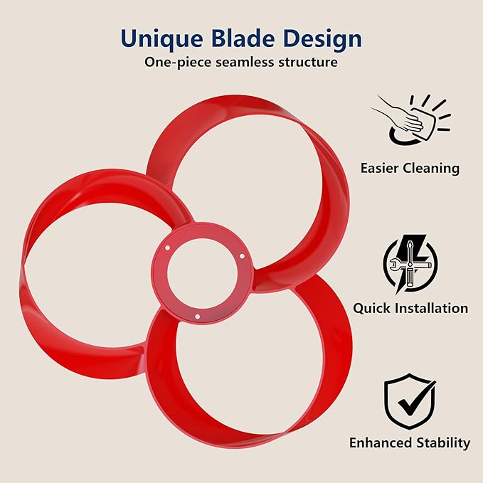 FANX 22 Inch Ceiling Fan with Light and Remote, Quiet DC Motor, Dimmable LED, Reversible 3-Speed Control, Easy Installation Flush Mount Fan for Small Rooms (Red)