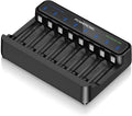 POWEROWL Smart Battery Charger for AA AAA Ni-MH/1.5V Lithium Rechargeable Batteries, Type-C Input, 8-Slot