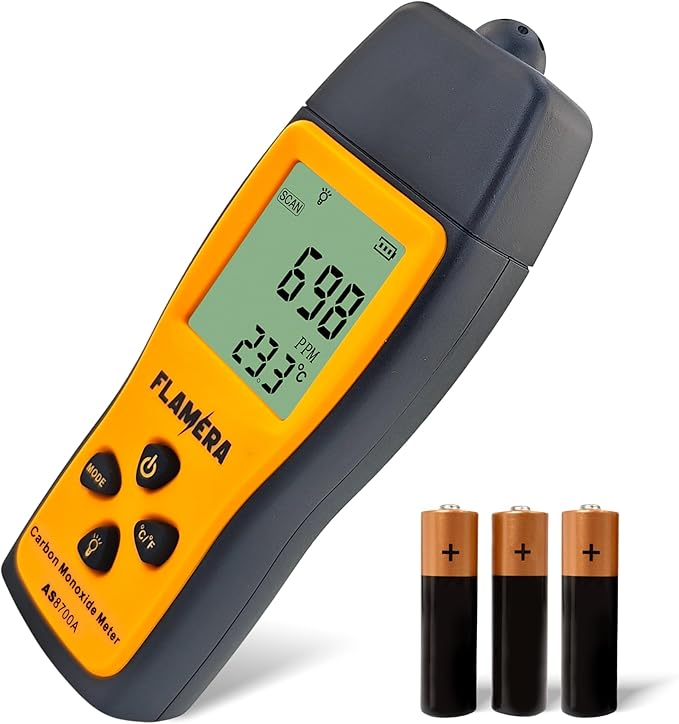 Carbon Monoxide Detector – UL 2034 Certified, Easy-to-Read LCD Display, Battery-Operated (3 AAA), 0–1000 PPM Detection Range, Designed for Durability – Ideal for Homes, RVs, Worksites & Professionals