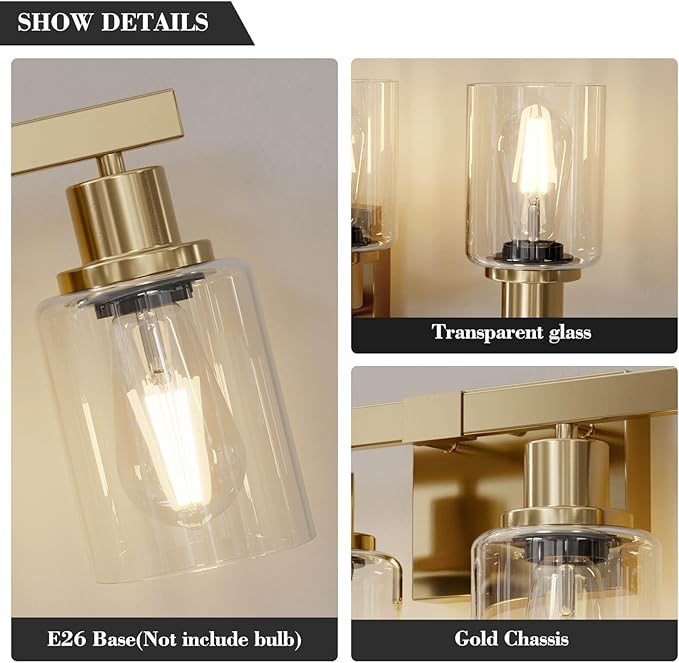 DIKAIDA 6 Light Gold Bathroom Vanity Light,Bathroom Light Fixtures, 38" Modern Brushed Gold Vanity Lighting Fixtures for Bathroom Over Mirror, Gold Sconces Wall Lighting for Bedroom