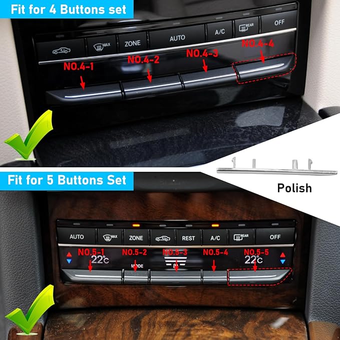 Jaronx Compatible with Mercedes Benz AC Button Trim E Class W212, Air Conditioning Climate Control Button Chrome Trim for E Class W212 E63 AMG E250 E350 E400 E550 2010-2017 (Polished)