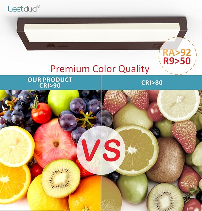 Leetdud Under Cabinet Lighting Plug in or Hardwired Built-in Dimmer, 12 Inch 6W, 5CCT 2700/3000/3500/4000/5000K, Linkable Counter Lights for Kitchen, ETL Dimmable LED Light Fixture, Bronze