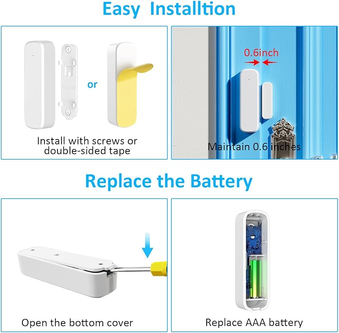 Wireless Door Chime for Business Entering, Door Open Alarm for Kid/Toddler Home Safety (500ft Range 51 Ringer) Door Dinger Buzzer Alert, 2 Receivers +1 Sensor
