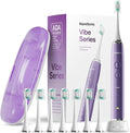 Aquasonic Vibe Series Ultra-Whitening Toothbrush – ADA Accepted Electric Toothbrush - 8 Brush Heads & Travel Case – 40,000 VPM Motor & Wireless Charging - 4 Modes w Smart Timer – Satin Violet