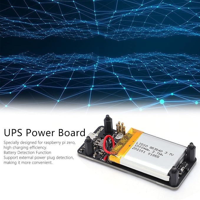 HaloVerde Uninterruptible Power Supply Pi Zero Module with a Built in 1000mAh Battery, a Complete Pi Zero UPS Charger Accessory and Power Board with 400mA Input