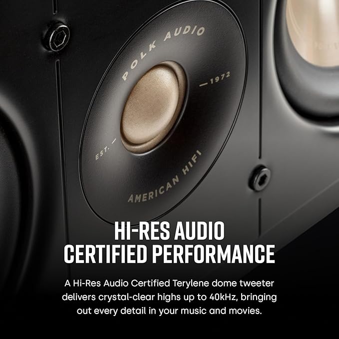 Polk Signature Elite ES30 Center Channel Speaker, Home Theater Speakers, Hi-Res Audio Certified, Dolby Atmos & DTS:X Compatible, 1" Tweeter & Two 5.25" Woofers, Dual Power Port Bass, Stunning Black