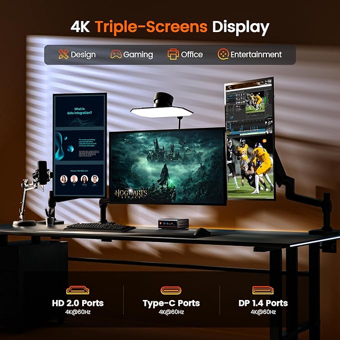 PELADN Ryzen Mini PC 5600H (Beats 5700U/7430U), 32GB Dual Channel RAM, 1TB PCIe3.0 SSD, 2.5“ SATA HDD, Mini Desktop Computer with Dual NIC LAN 2.5Gbe, WiFi6, BT5.2, Type-C