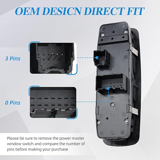 WUANGKI Power Window Door Master Control Switch | Front Driver Side | 3+0 Pins | Compatible with 2008-2009 Dodge Grand Caravan, 2008-2009 Chrysler Town, Country | OE# 4602535AE | Window Buttons