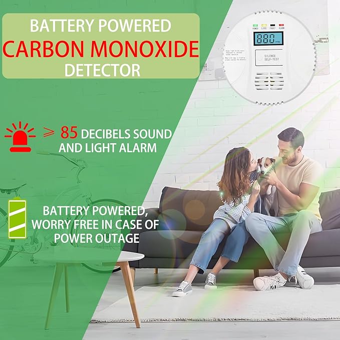 Combination Gas and Carbon Monoxide Detector Plug-in | CO Alarm & Natural Gas Combustible Detector | Digital Display, Battery Backup, Easy Install | for Home Kitchen Safety Monitoring (3Pack)