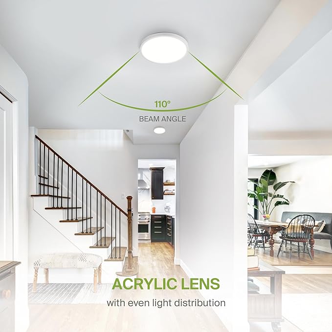 ASD LED 9" Round Flush Mount Ceiling Light Fixture, Low Profile Surface Lighting | 5CCT, Dimmable, Ultra-Thin, ETL Listed | 18W 1660LM 2700-6000K 120V | Kitchen, Bedroom, Hallway Lamp | White