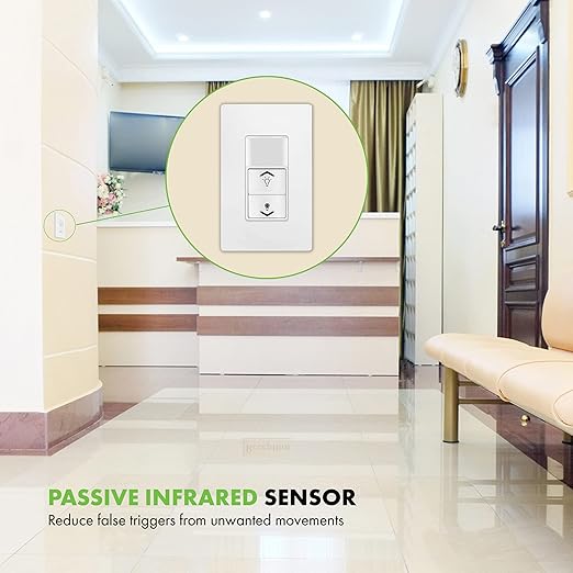 TOPGREENER Occupancy Vacancy PIR Motion Sensor with 0-10V Dimmer Light Switch, 800W Electronic Ballast or LED Driver, Single Pole Low-Voltage Dimmer, TDODS5-010, White
